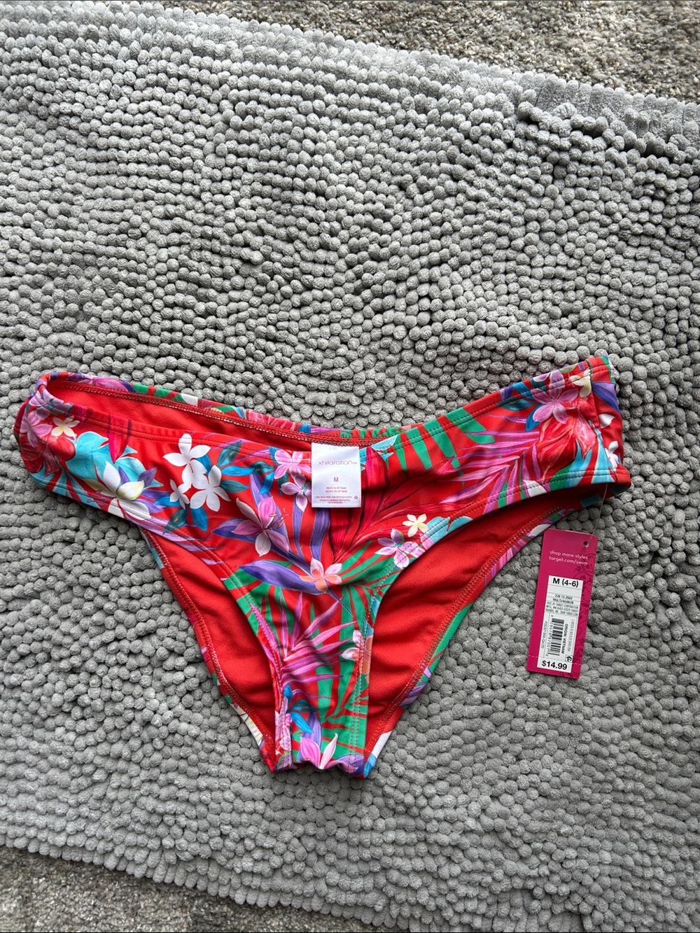 Xhilaration Red Tropical Floral Bikini Bottoms